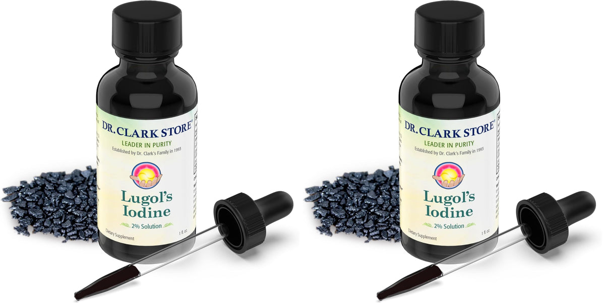 Dr Clark Store Stomach Saver iodine bottle pour for easy on-the-go dosing.