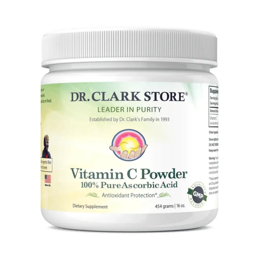 Dr Clark Store Vitamin C powder bottle for daily immune support and wellness.