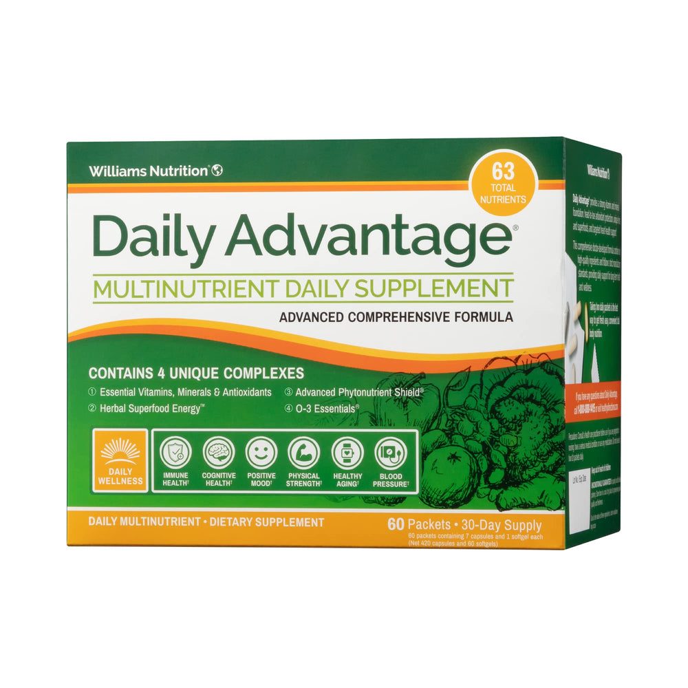Dr. David Williams Daily Advantage box front highlights immune support and total wellness.