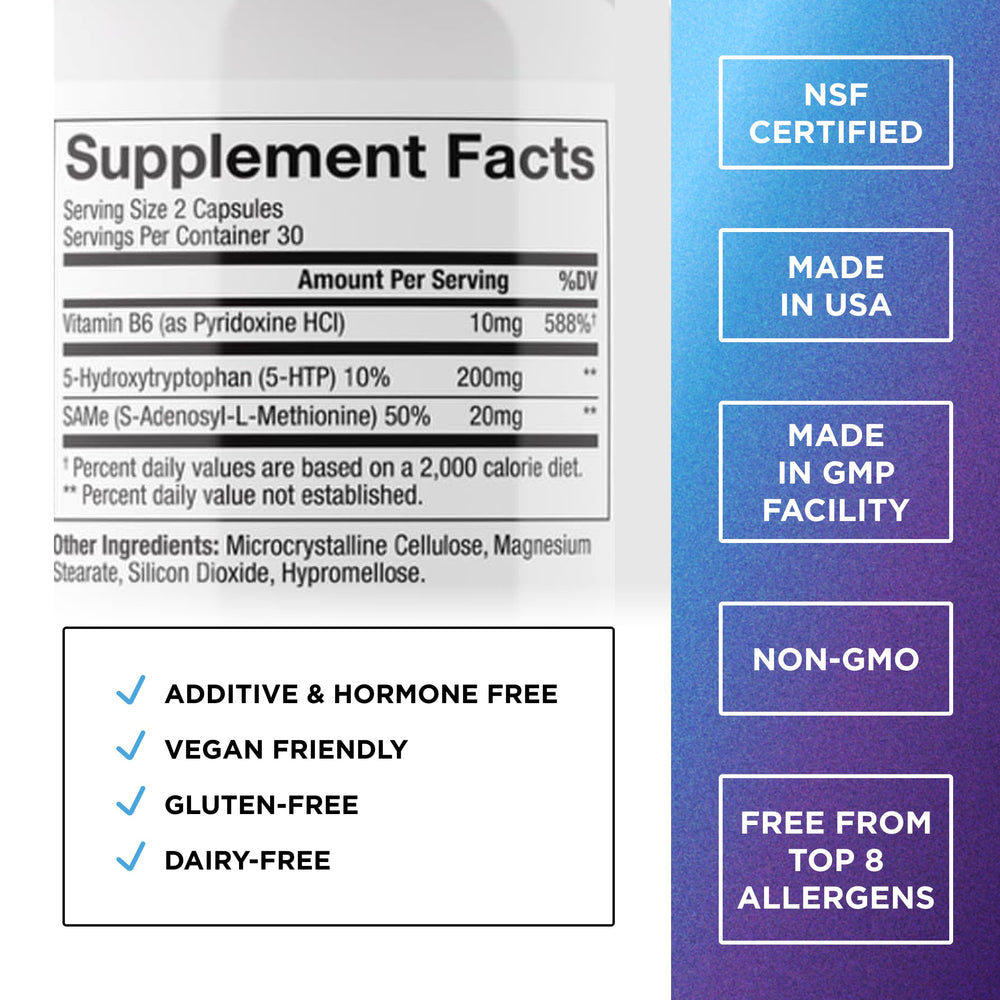 DR. EMIL NUTRITION 200mg 5-HTP Plus capsules pack highlights compact daily dose.