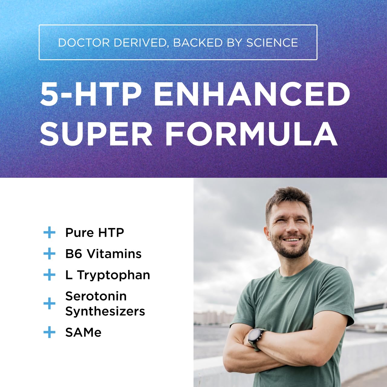 DR. EMIL NUTRITION 5-HTP Plus with SAM-e label emphasizes stress support.