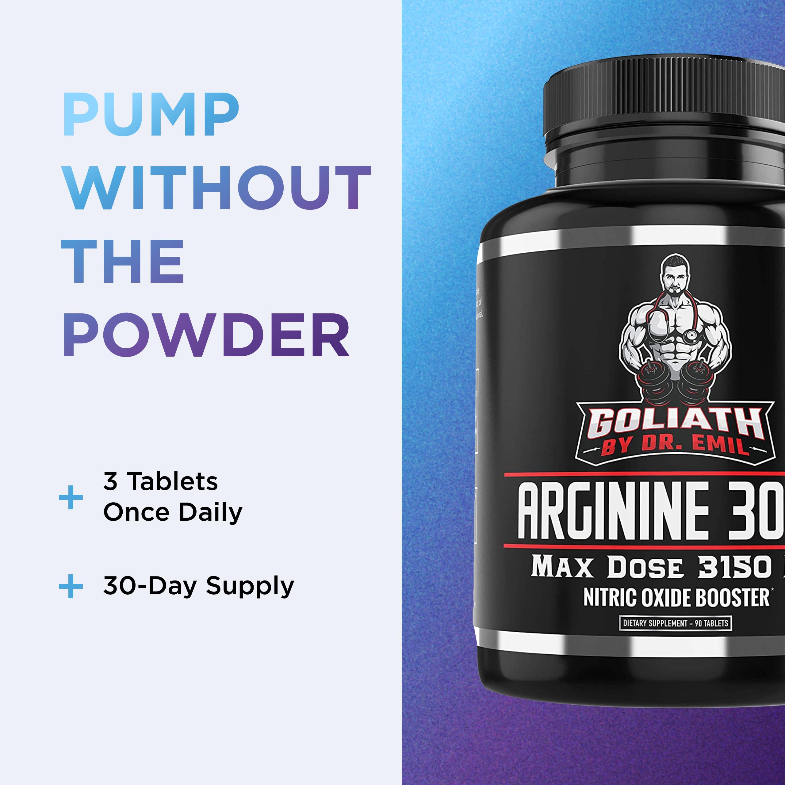 DR. EMIL NUTRITION Arginine 3150mg packaging—clear dosage info.