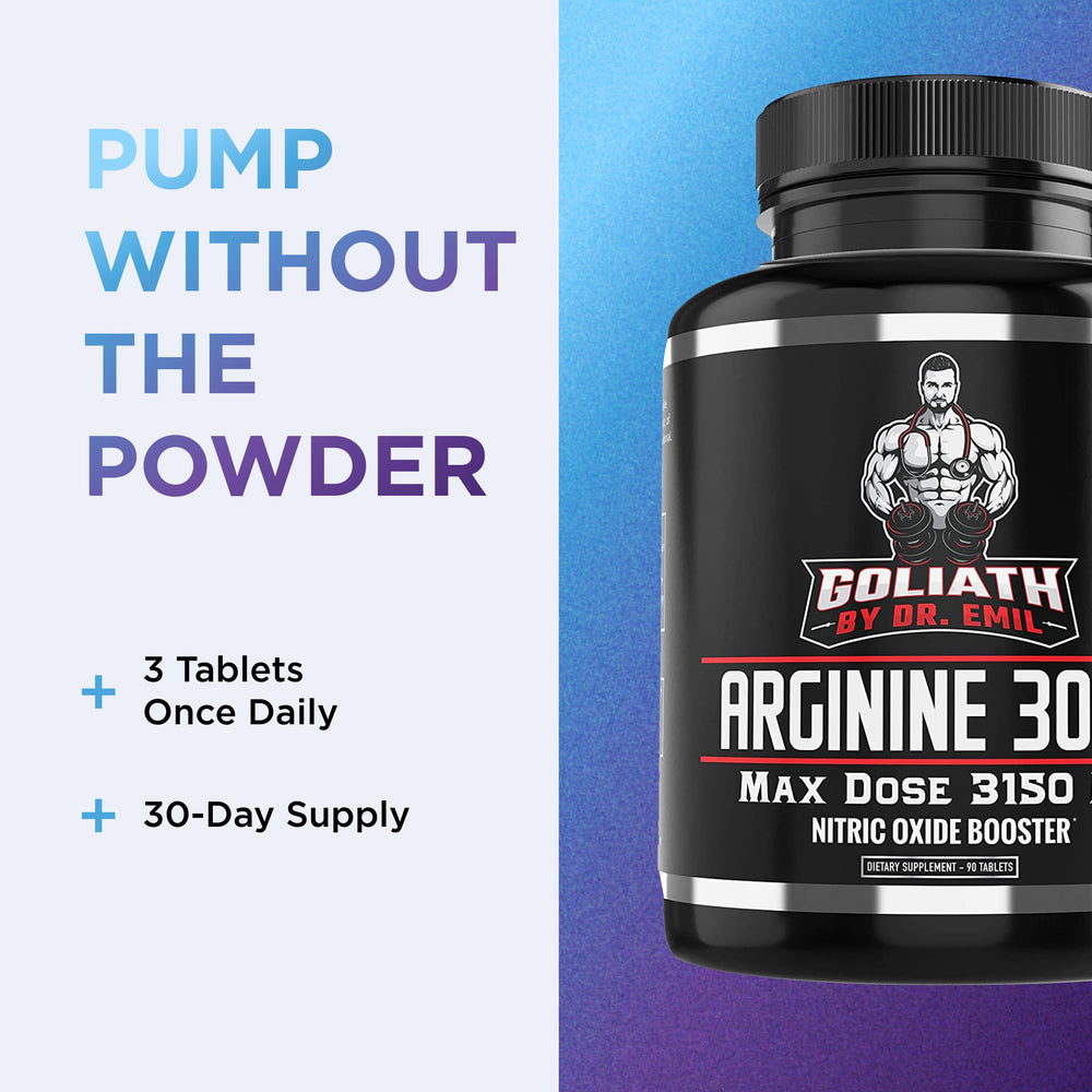 DR. EMIL NUTRITION Arginine 3150mg packaging—clear dosage info.