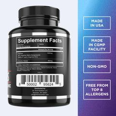 Close-up of Dr. Emil Nutrition Arginine Plus tablets highlighting the 2500 mg formula.
