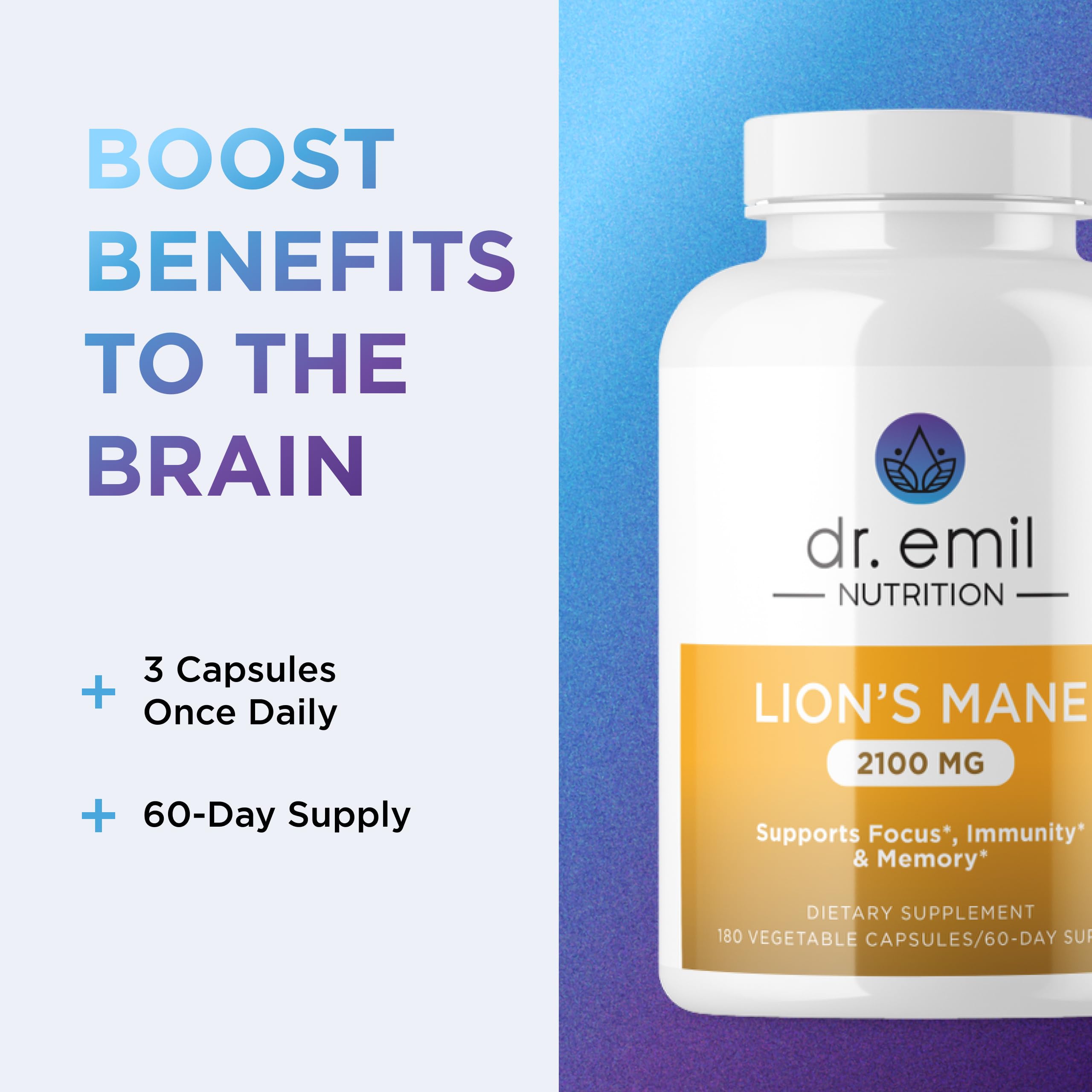 DR. EMIL NUTRITION gluten-free non-GMO Lions Mane capsules