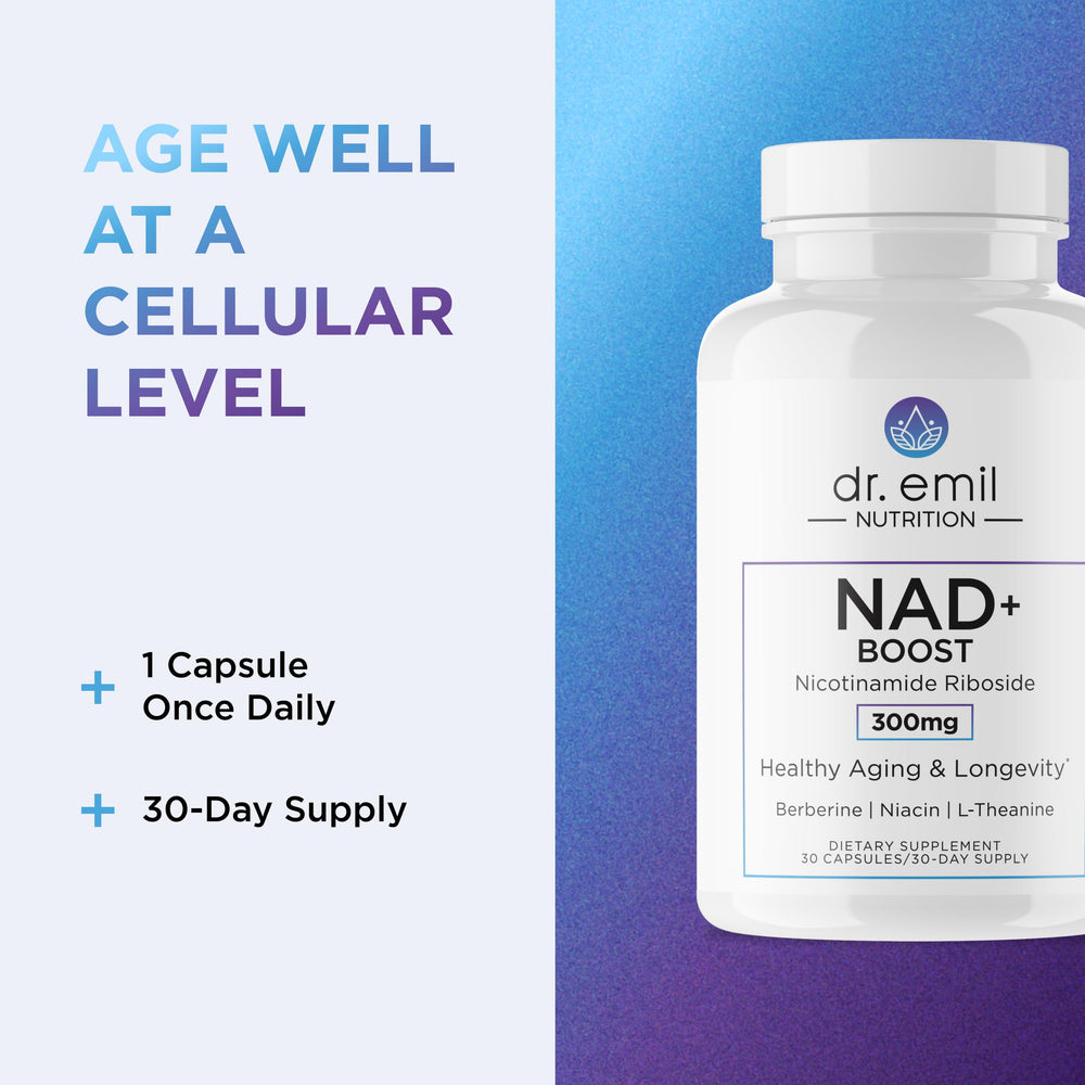 30-day supply label on NAD+ Boost packaging.