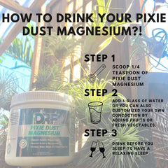 DR.F Pixie Dust magnesium glass mix dissolves quickly for calm evenings.