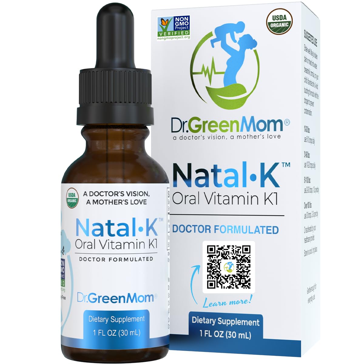 Dr. Green Mom Natal K bottle for newborn vitamin K1 supplementation.