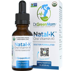 Dr. Green Mom Natal K bottle for newborn vitamin K1 supplementation.