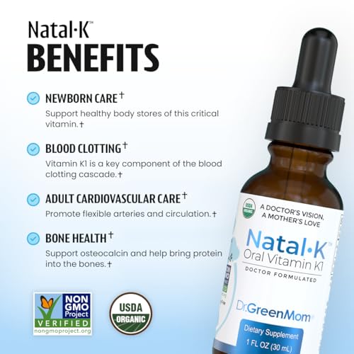 Natal K dropper releasing precise vitamin K1 dose for infants.
