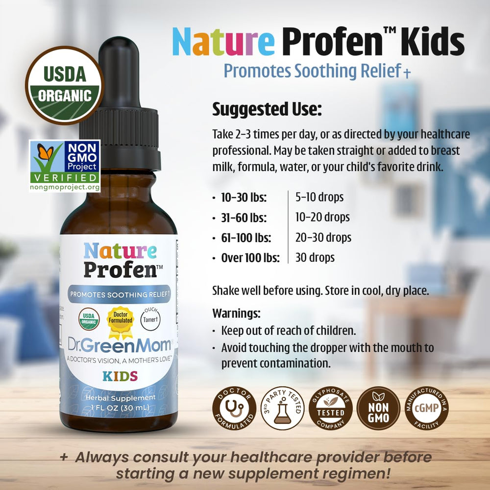 Dr. Green Mom Nature Profen Kids growing pains support with kid-friendly herbs