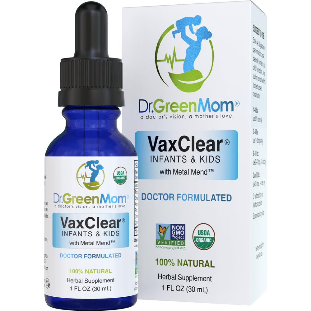 Dr. Green Mom VaxClear bottle – herbal detox drops for kids' immune support