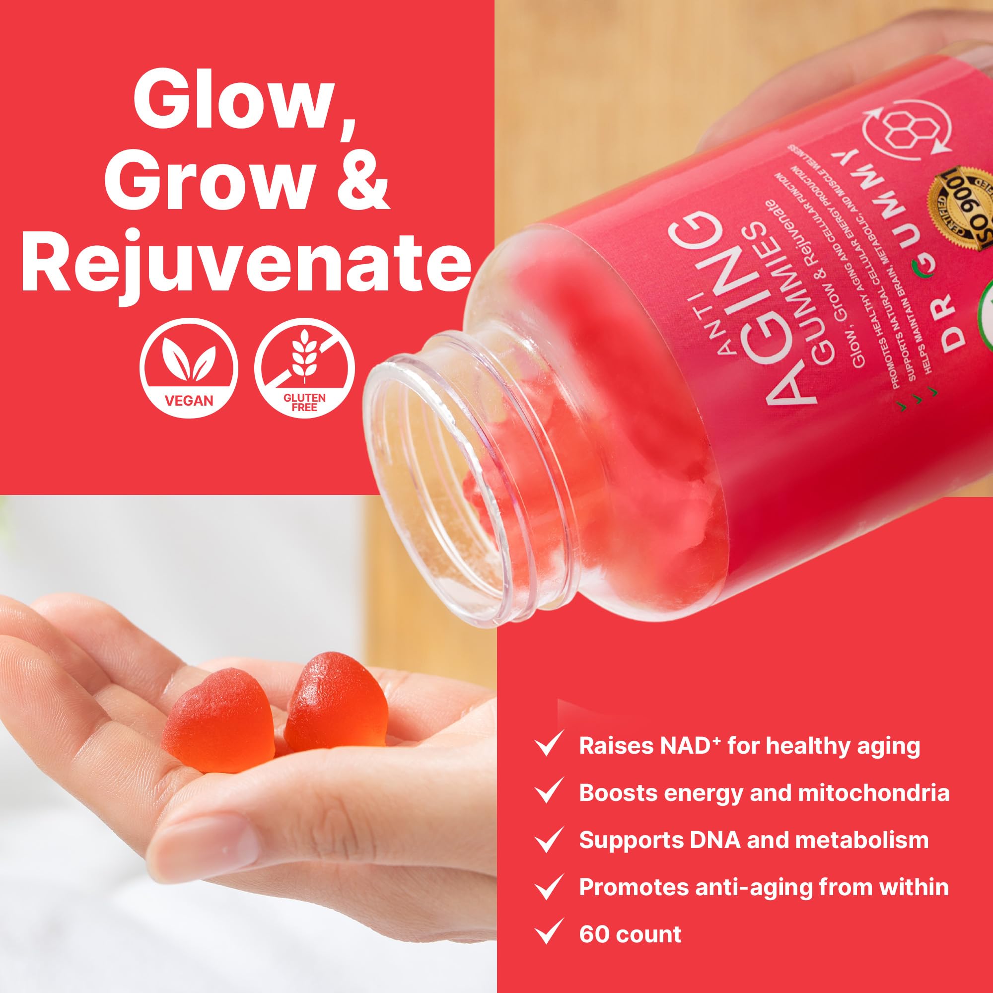 DR GUMMY NR gummies with strawberry flavor, ideal for routine vitality