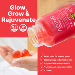 DR GUMMY NR gummies with strawberry flavor, ideal for routine vitality
