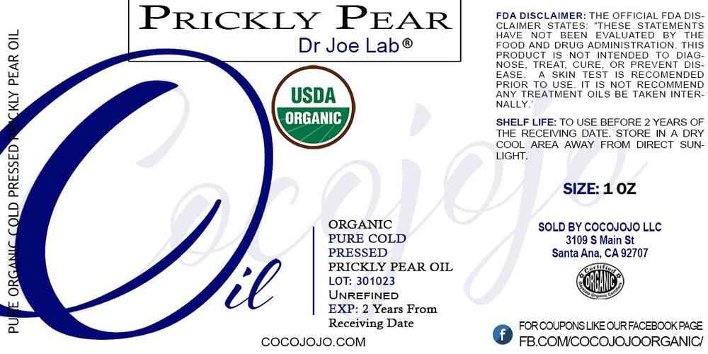 Dr Joe Lab Prickly Pear Seed Oil USDA label signals organic cert and trust.