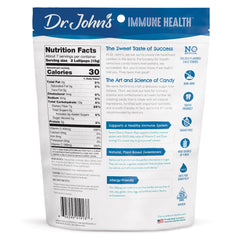 Close-up of Dr. John's vitamin pops cherry flavor for on-the-go snacking.