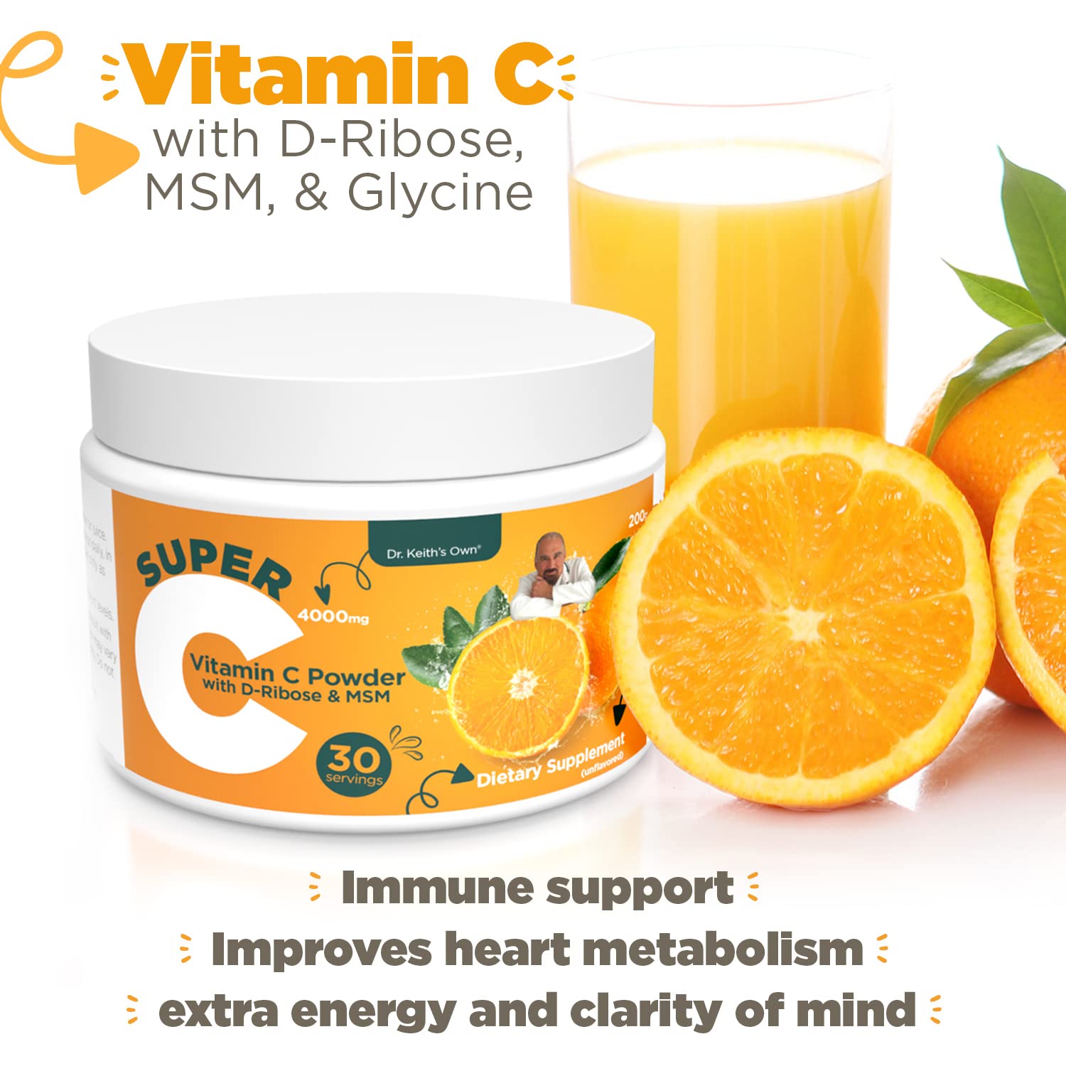 Dr. Keith's Own Super C dissolves quickly in water for fast, flavor-free mixing.