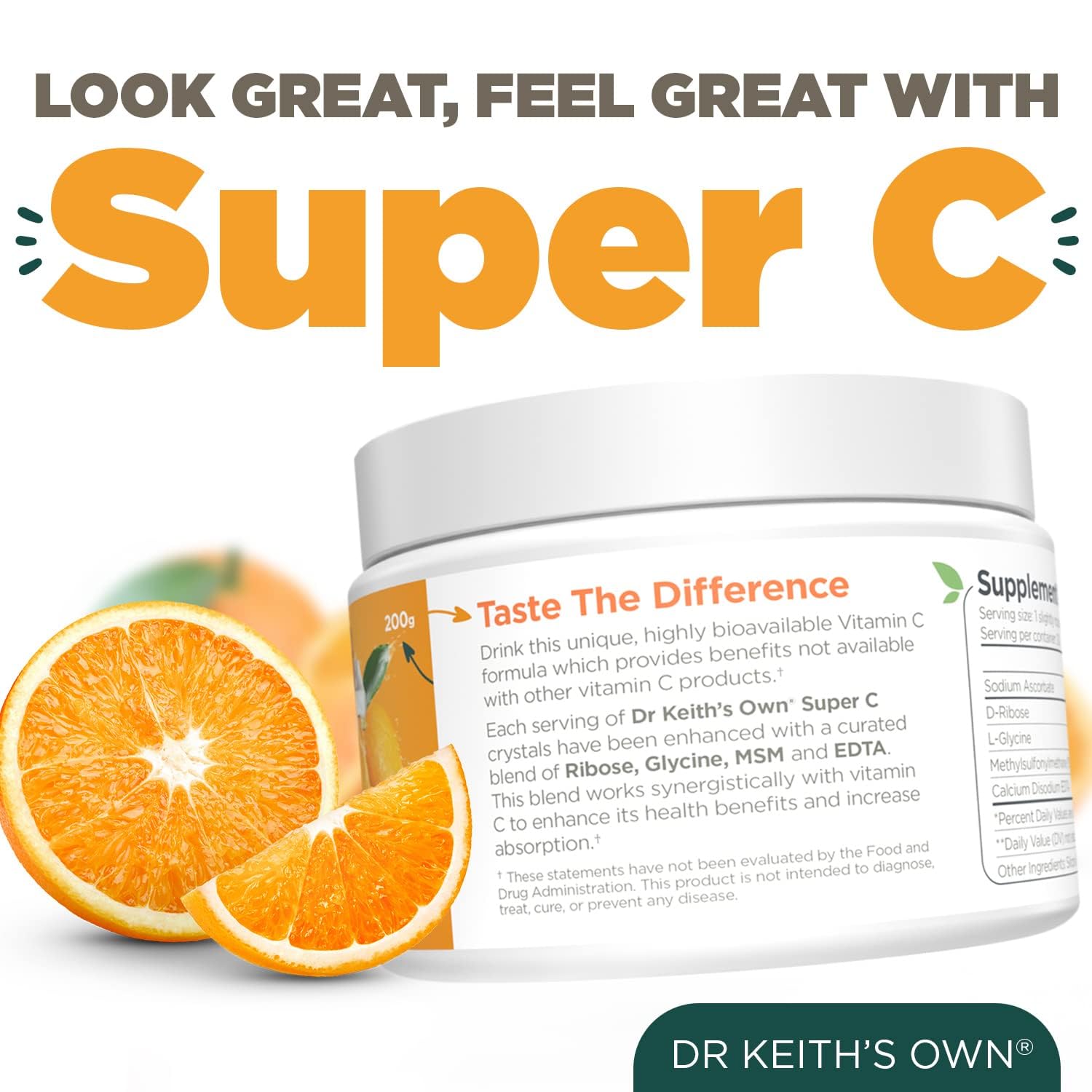 Dr. Keith's Own Super C three-pack packaging for convenient, steady supply.