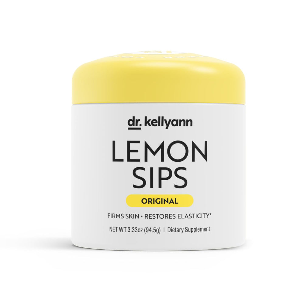 Dr. Kellyann Lemon Sips bottle front for convenient sugar-free hydration.
