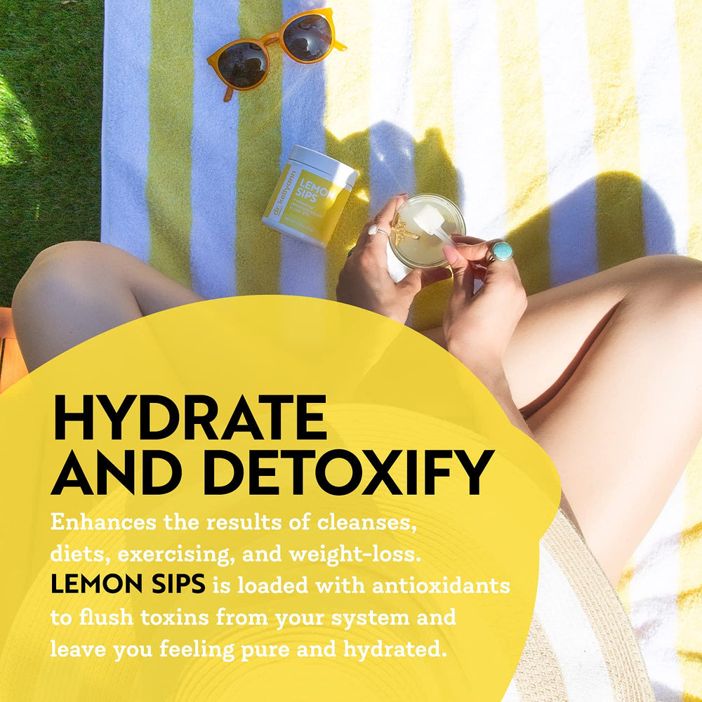 Sugar-free Dr. Kellyann Lemon Sips mix dissolves easily in water.