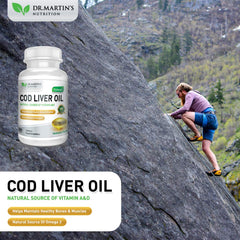 DR. MARTIN'S NUTRITION immune support concept with cod liver oil bottle.