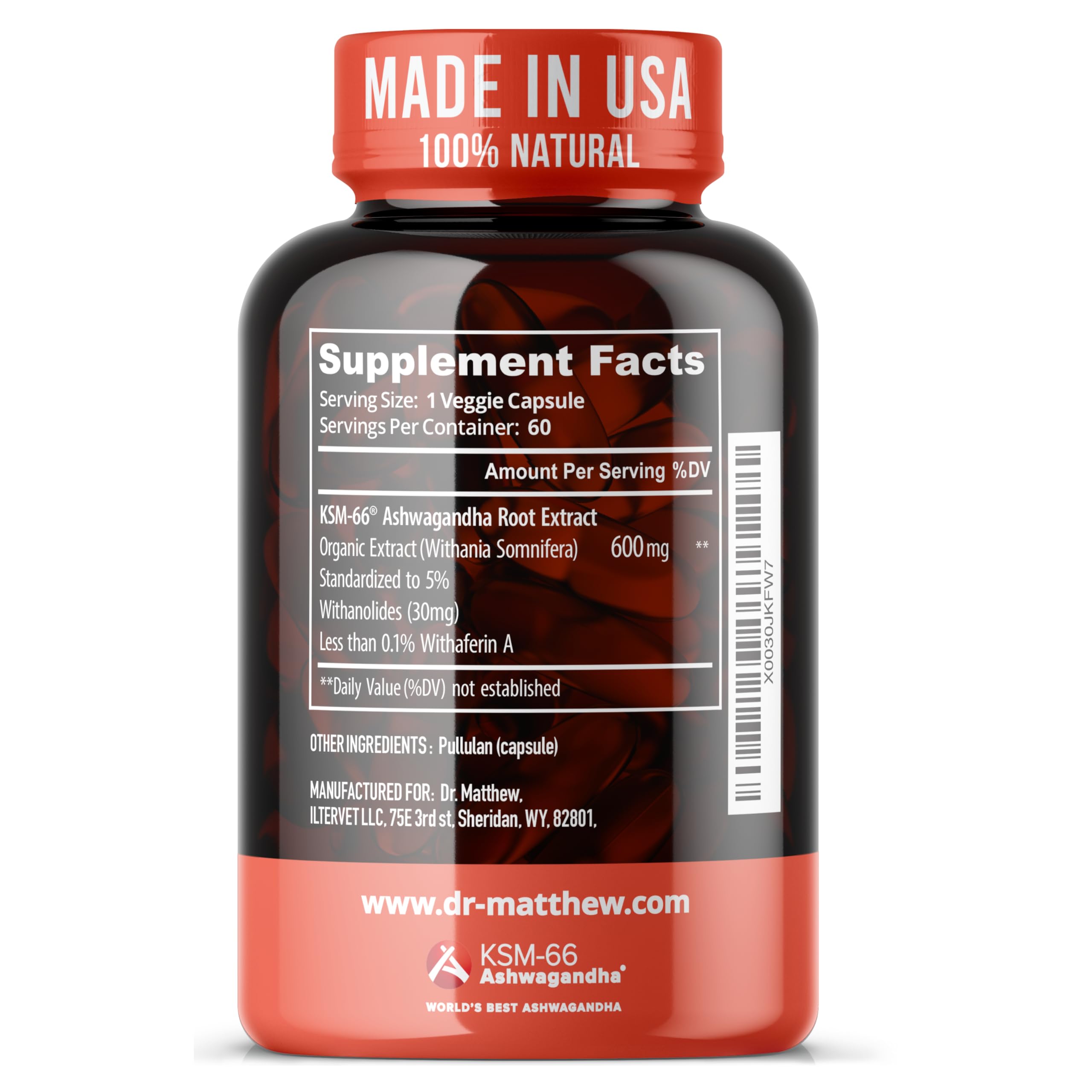 Dr. Matthew Ashwagandha capsules lineup shows convenient daily capsules