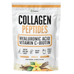 Dr. Matthew vanilla collagen powder bottle with clean label and keto-friendly profile.