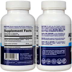 Closeup of Dr. Maxwell Acetylcholine capsules showing Alpha GPC and Bacopa for cognitive support.