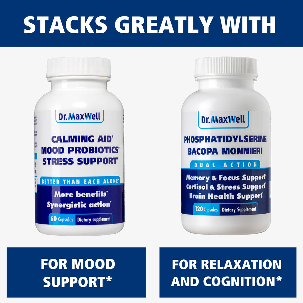 Focus-support visuals reference Ashwagandha, L-theanine, Taurine aiding cognitive tasks.