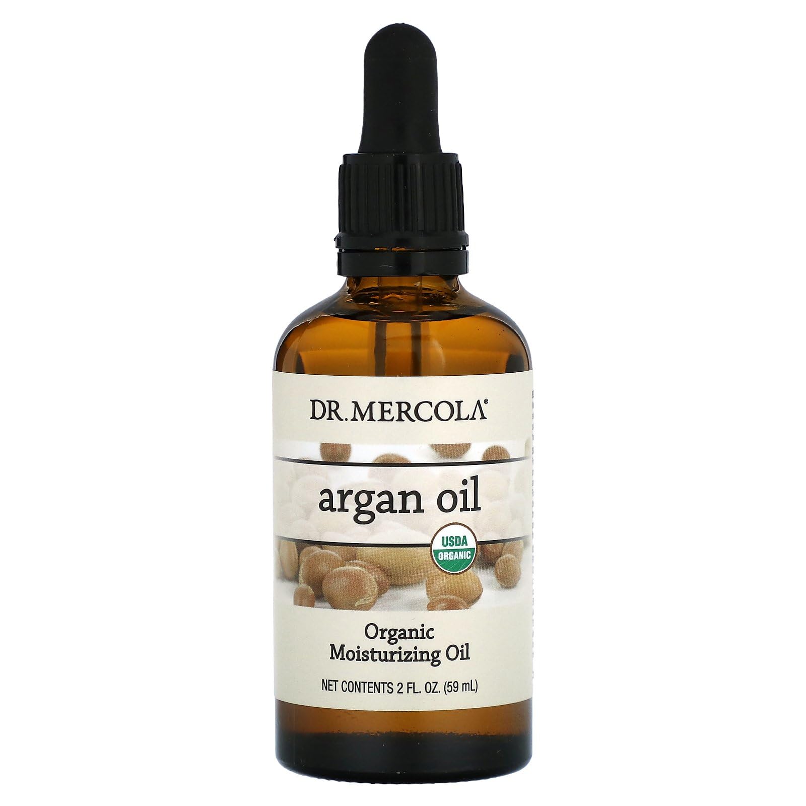Dr. Mercola Argan Oil bottle pour enhances skin and hair with a nourishing touch.