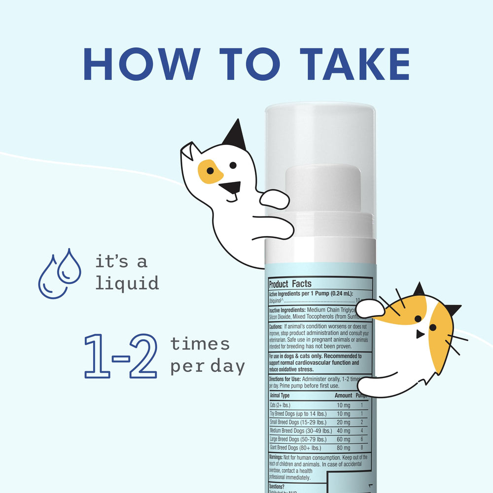 Easy-to-use bottle supports energy production and immune function in pets.