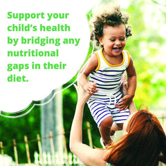 Front label of Dr. Mercola vitamins showcasing essential nutrients for growing kids.