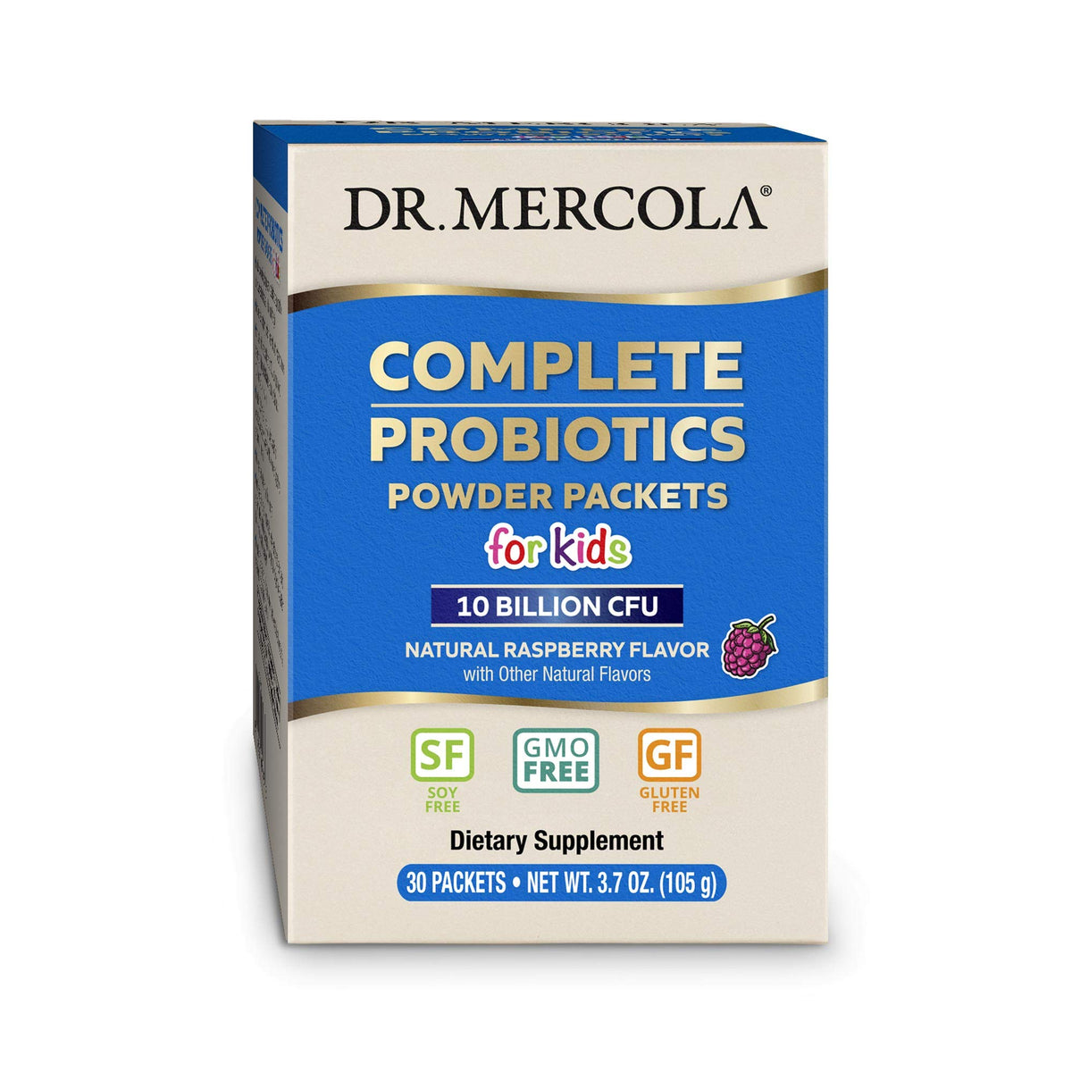Dr Mercola Complete Probiotics Kids packets front view for easy daily use