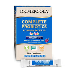 Dr Mercola Complete Probiotics Kids powder sachet with scoop for simple dosing