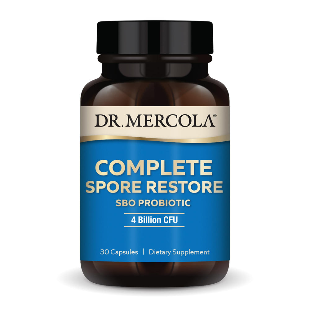 Dr. Mercola Complete Probiotics SBO bottle for daily gut balance and convenience.