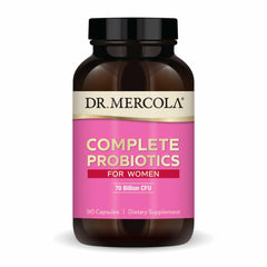 Dr. Mercola Complete Probiotics for Women bottle label showing 90 capsules for daily gut support