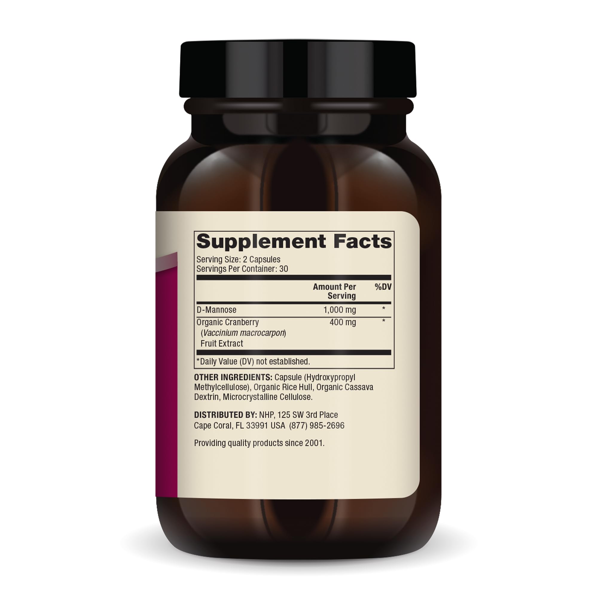 Bottle back lists ingredients and the GMO-free promise for clean daily use.
