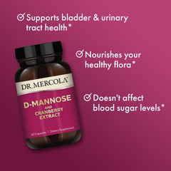 Ingredient label shows 1,000 mg D-Mannose and 400 mg Cranberry Fruit Extract per serving.
