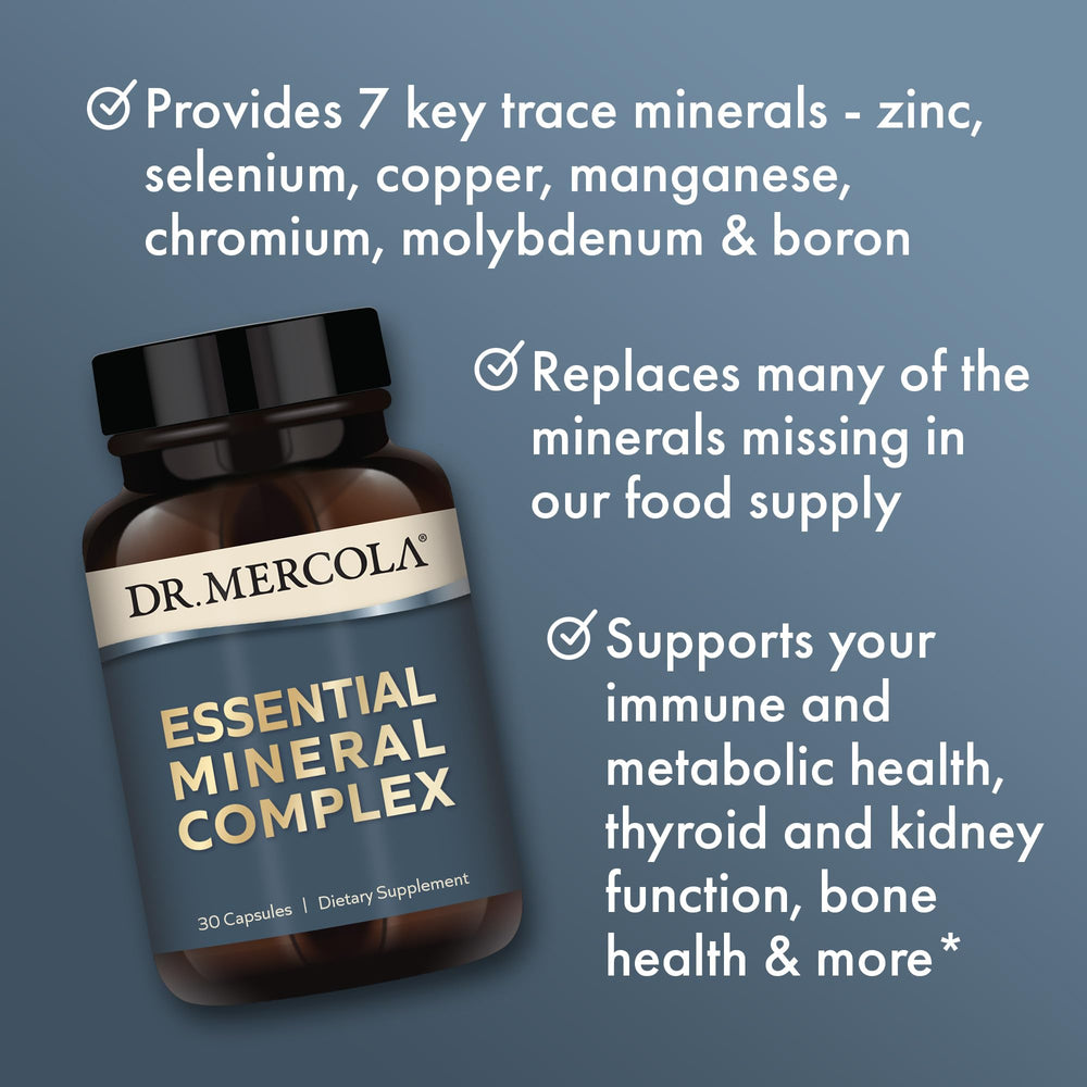 Dr. Mercola Essential Mineral Complex ingredients chelated form promotes bioavailability