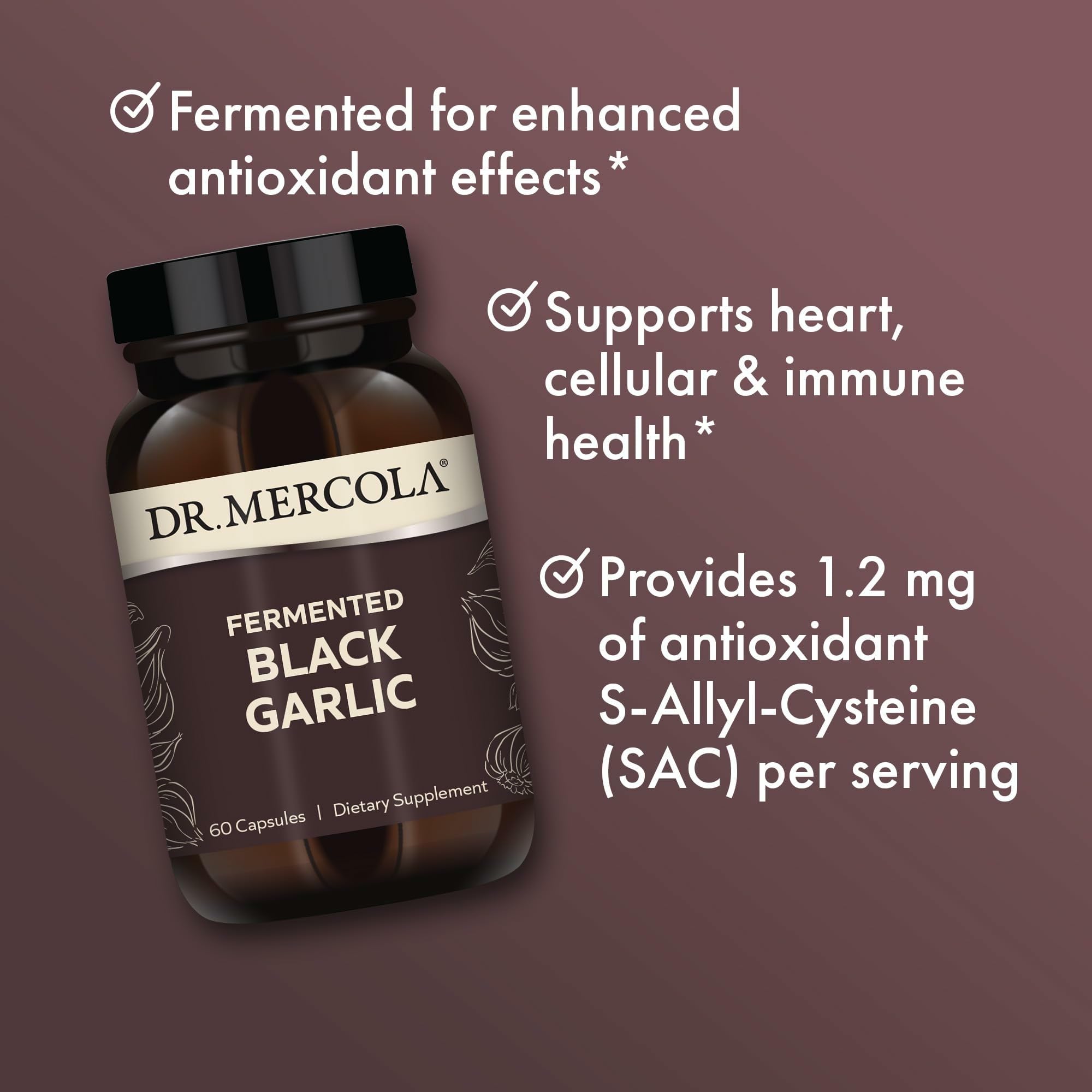 Bottle top with freshness seal for Dr. Mercola Fermented Black Garlic