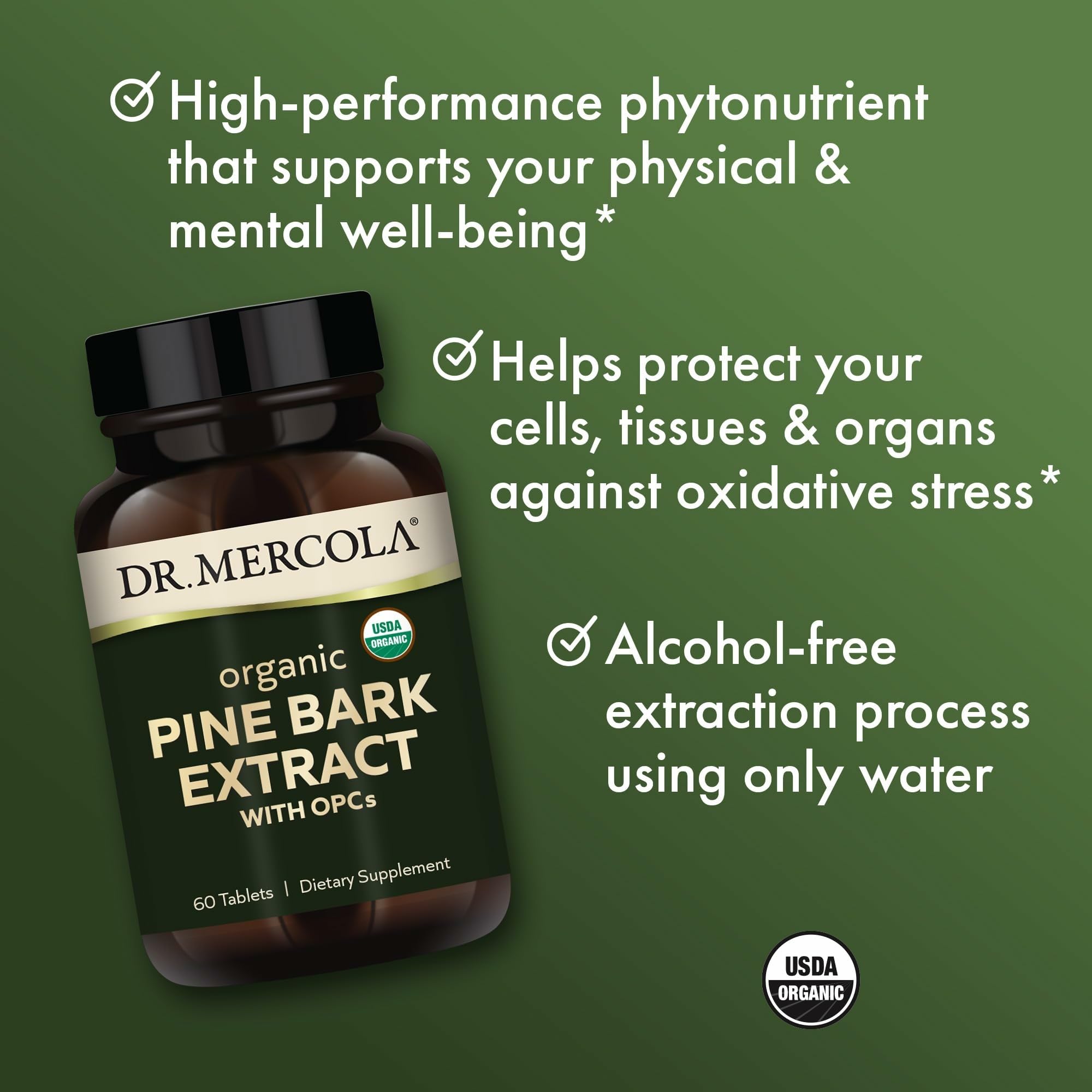 Dr. Mercola Pine Bark Extract sourced from Finnish Lapland forests.
