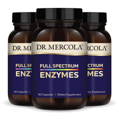 Dr Mercola Full Spectrum Enzymes bottle front for daily digestive support.