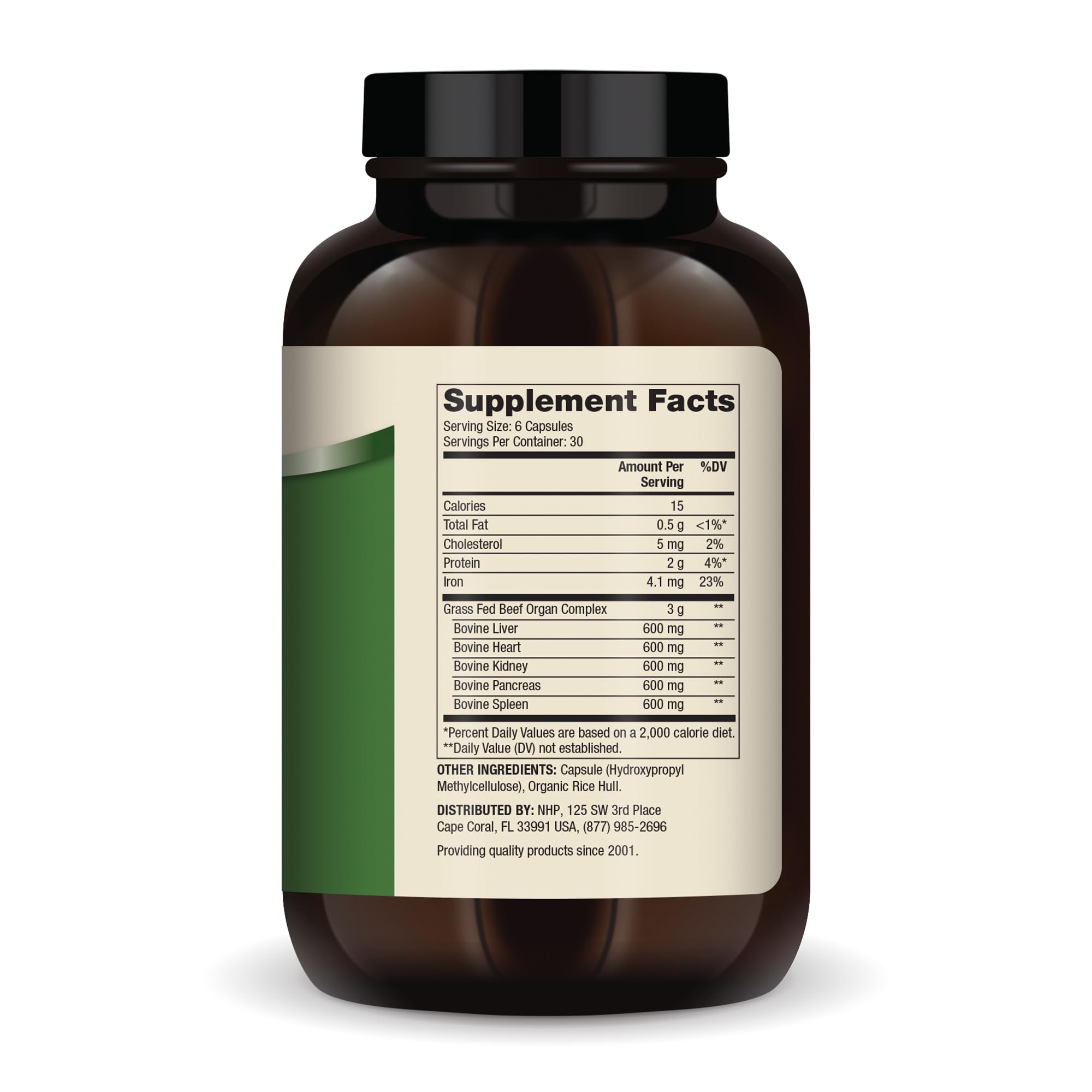 Dr. Mercola Grass Fed Beef Organ Complex capsules shown for easy daily nutrient intake.