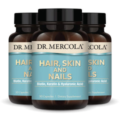 Dr. Mercola Hair, Skin and Nails bottle front for daily beauty support