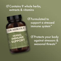 Dr. Mercola Herbal Immune Support back label with dosage guidance