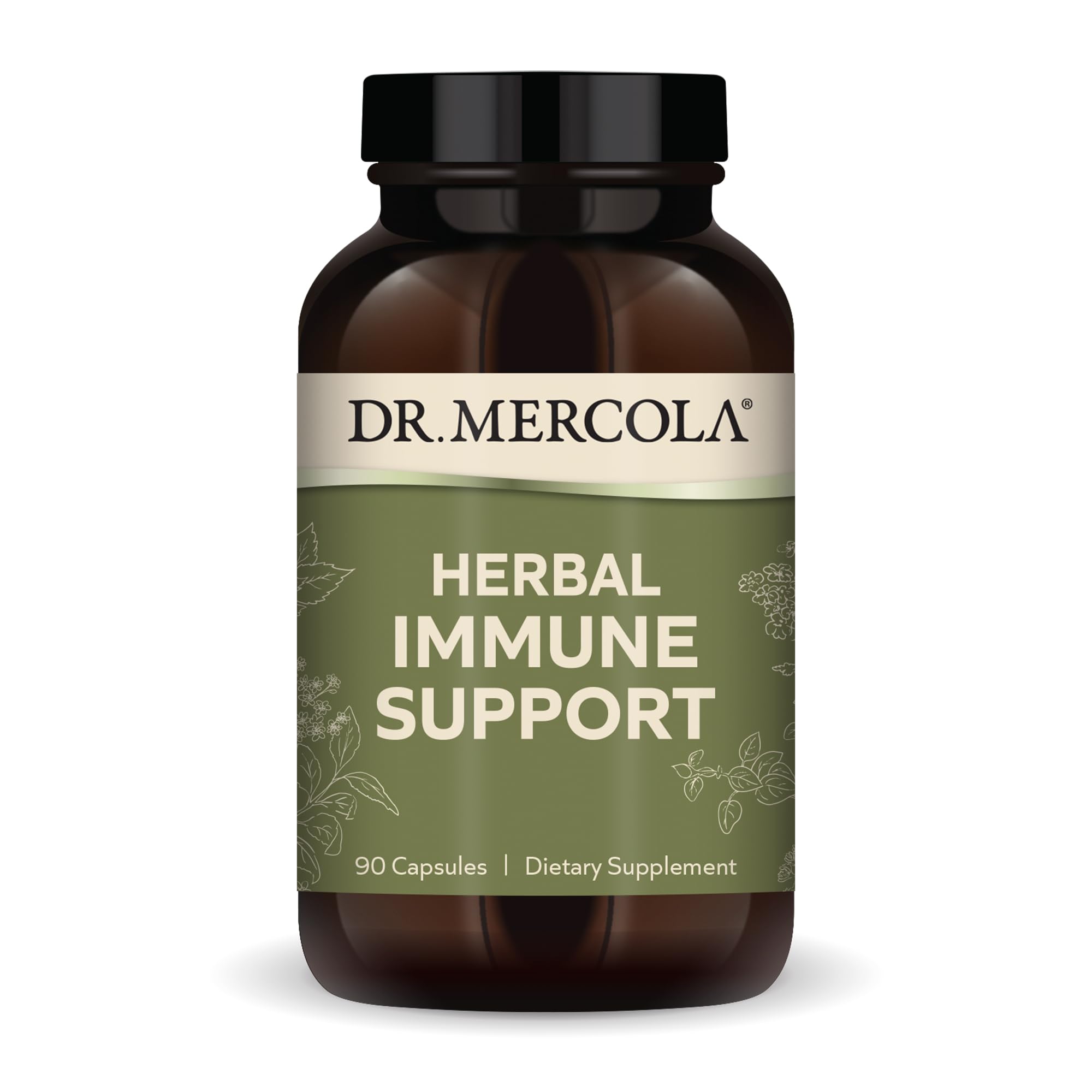 Dr. Mercola Herbal Immune Support bottle front view showing immune health support