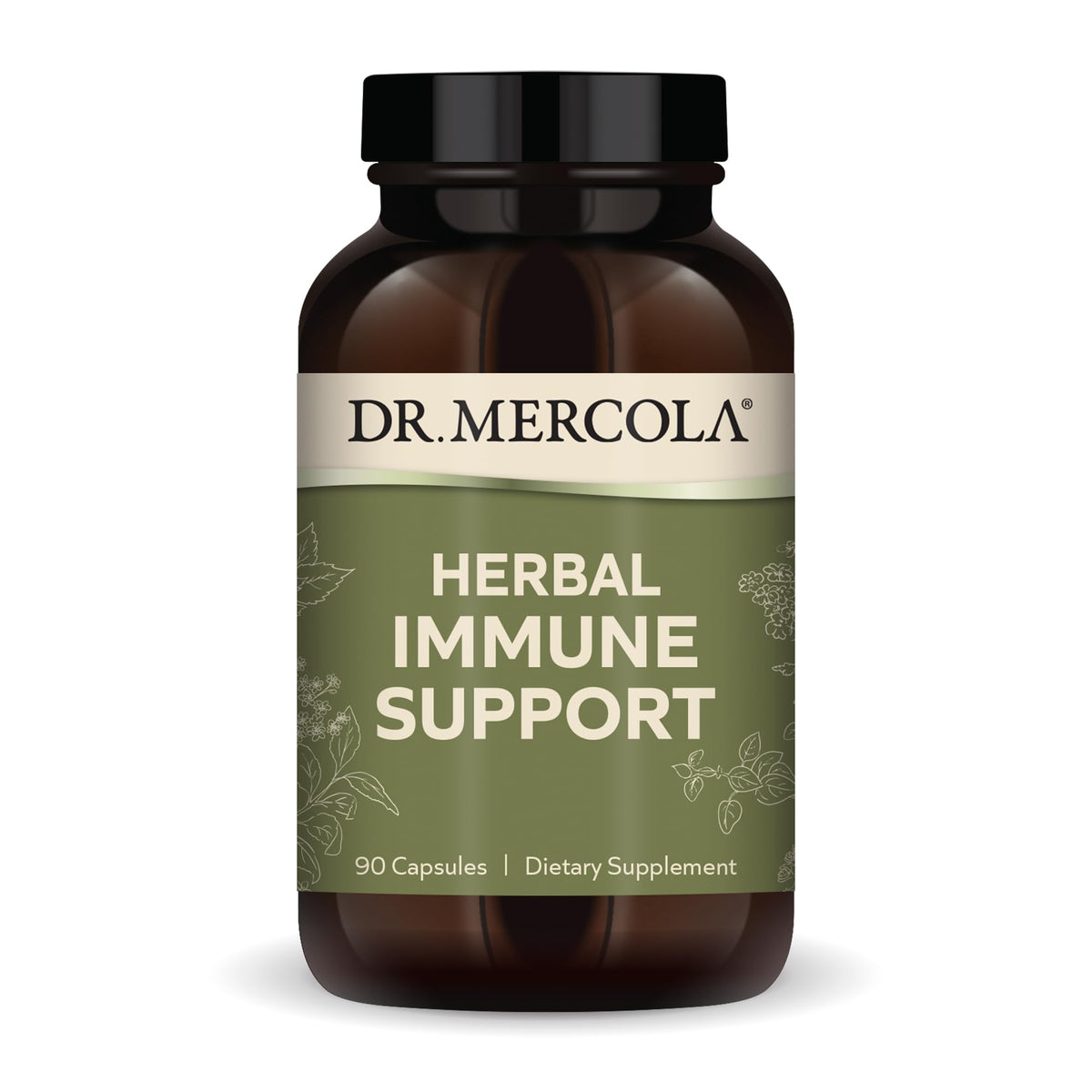 Dr. Mercola Herbal Immune Support bottle front view showing immune health support