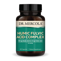 Dr. Mercola Humic Fulvic Acid Complex bottle with capsules for daily gut support