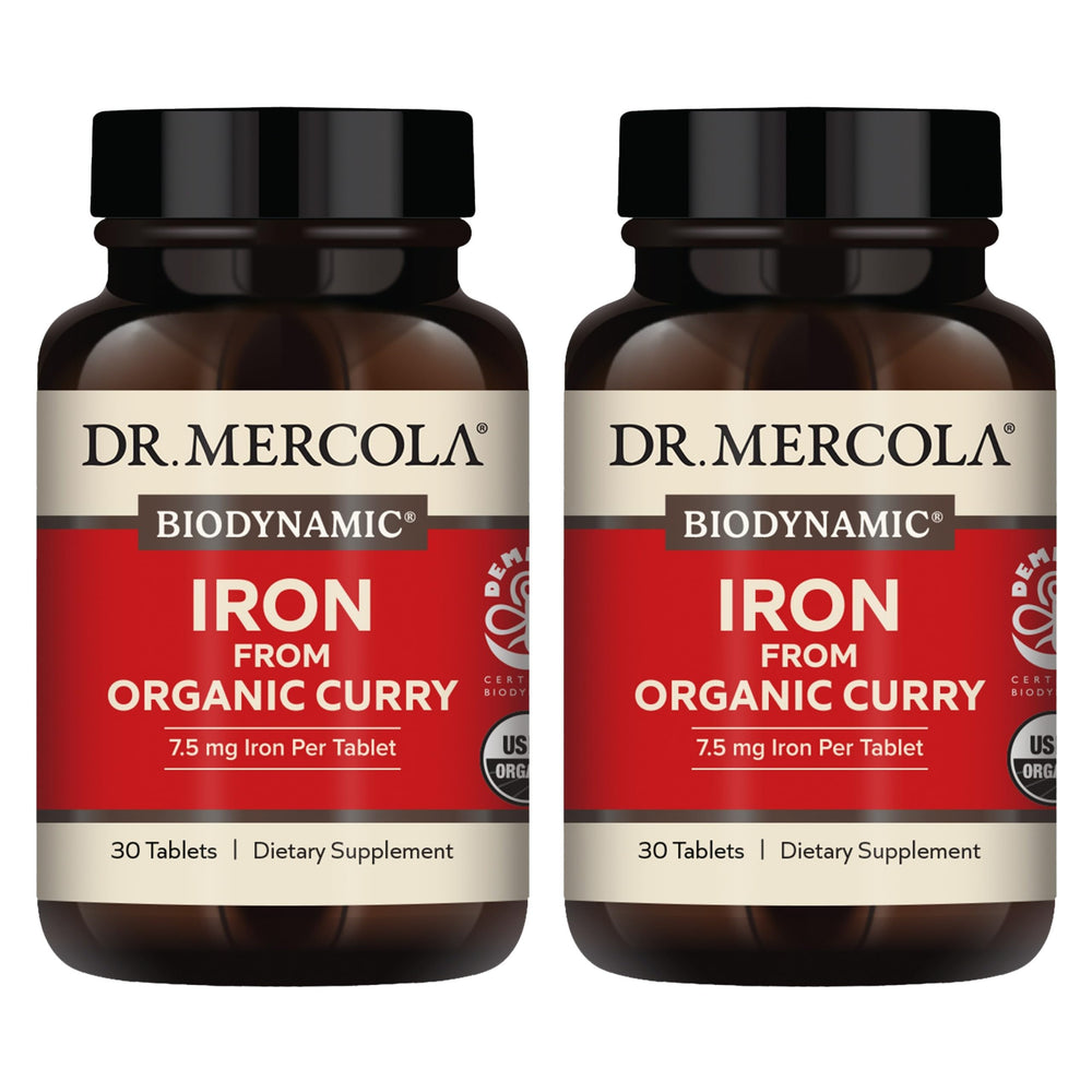 Dr. Mercola Iron from Organic Curry bottle for daily iron support