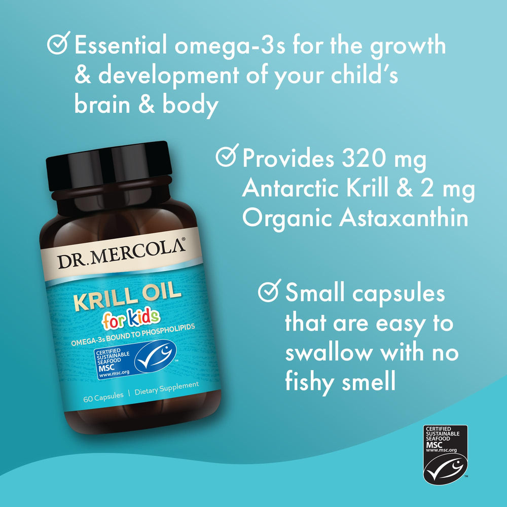 Dr. Mercola Krill Oil for Kids MSC logo signaling responsible sourcing